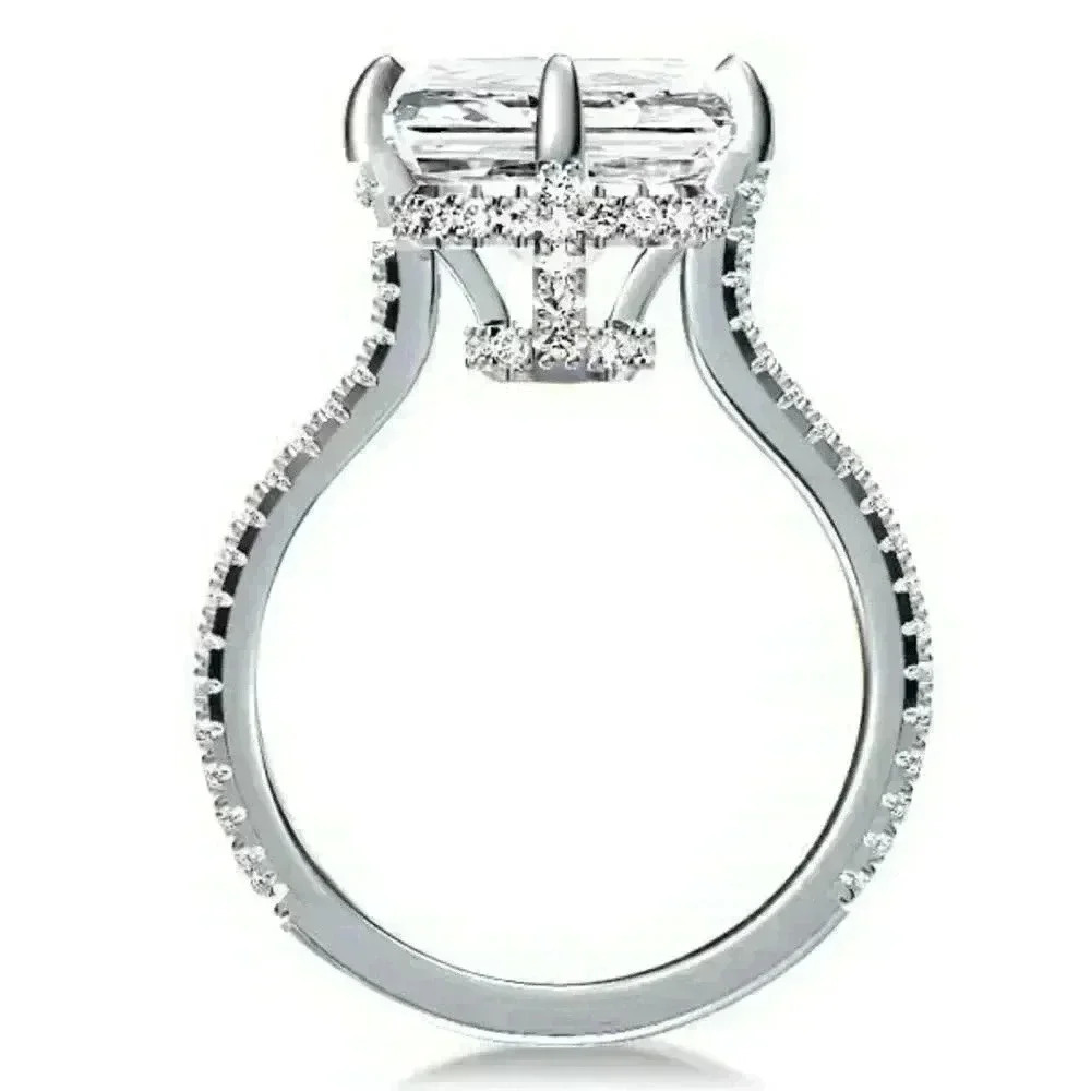 Italo Jewelry Hidden Halo Emerald Cut Engagement and pave band - Picture 10 of 12